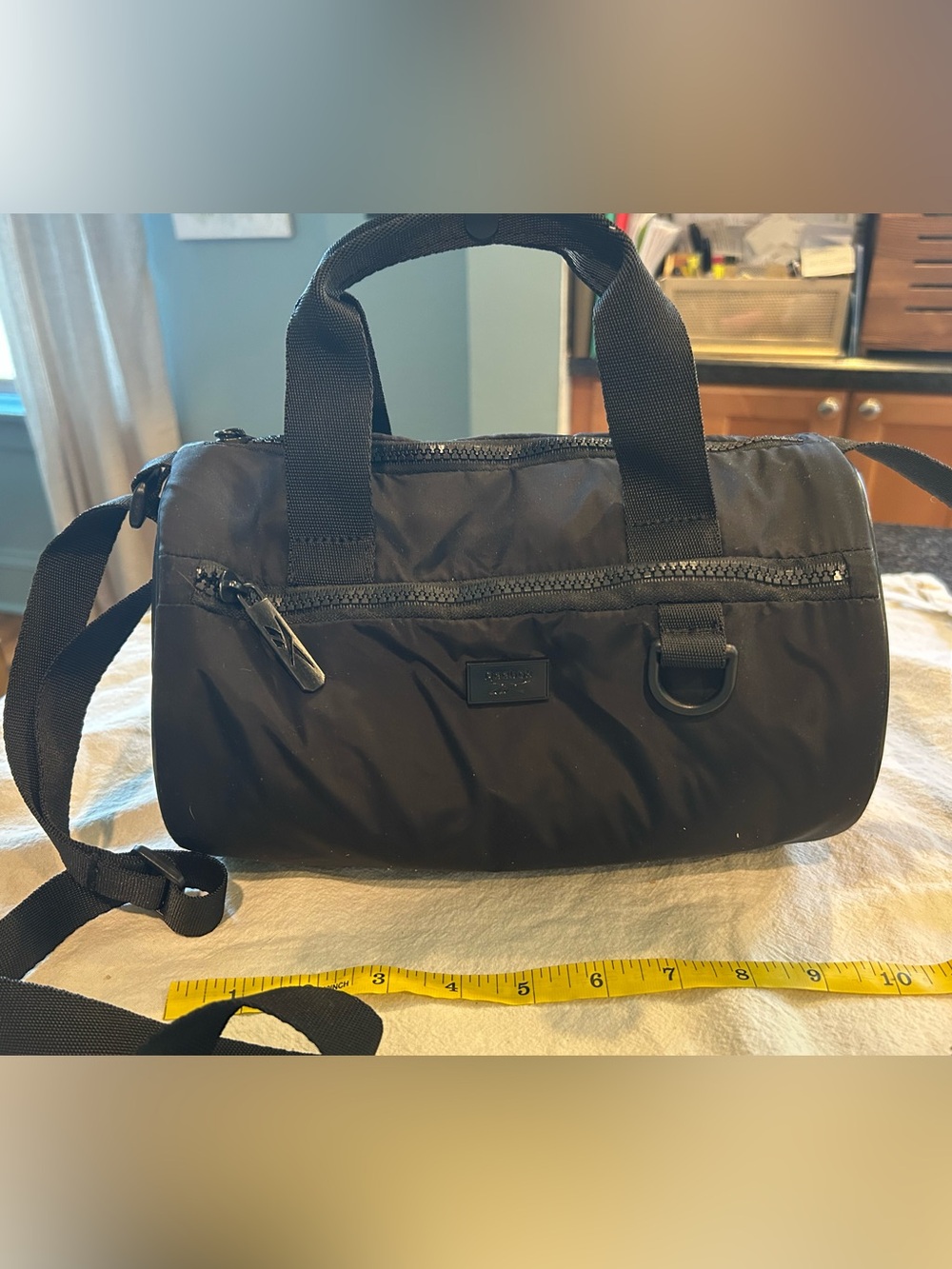 Super versatile black Reebok Nylon mini Duffel Crossbody Bag